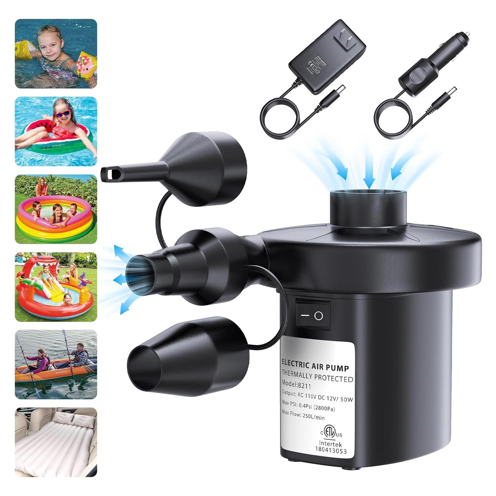 Bomba de Aire Eléctrica VANNPOOY 110V/12V, Inflador para Colchón y Flotadores