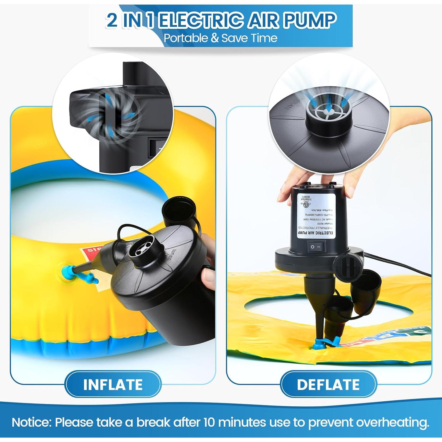 Bomba de Aire Eléctrica VANNPOOY 110V/12V, Inflador para Colchón y Flotadores