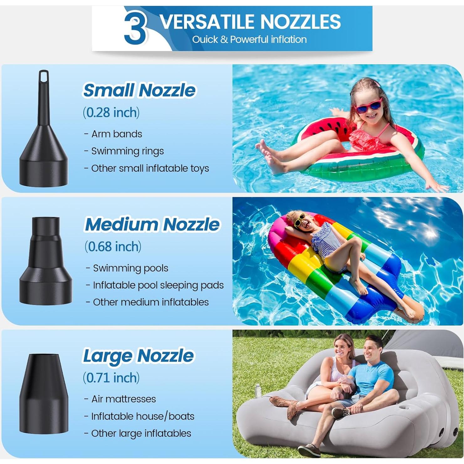 Bomba de Aire Eléctrica VANNPOOY 110V/12V, Inflador para Colchón y Flotadores