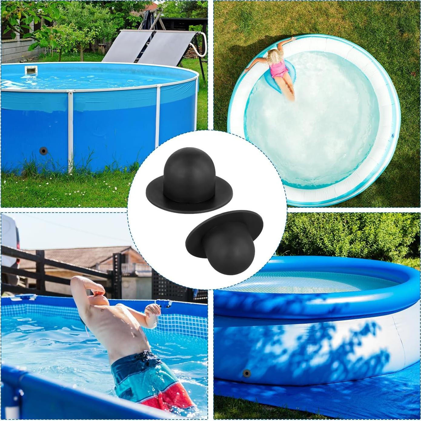 2 Tapones de Reemplazo para Piscina Intex y Coleman PVC Negro