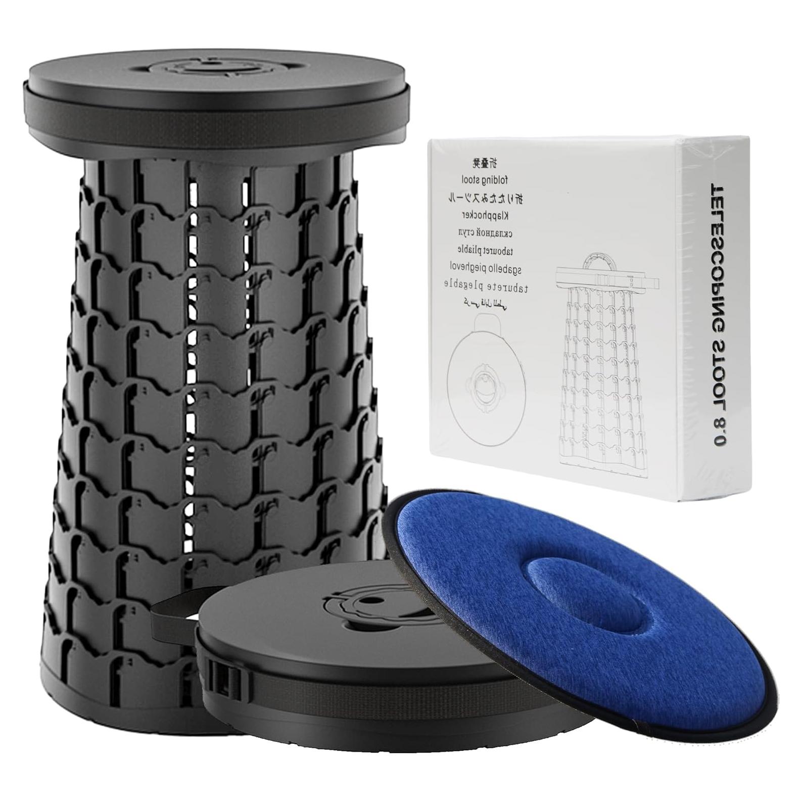 Taburete Plegable ALEVMOOM 2024 Negro Ajustable 50cm 1000lbs