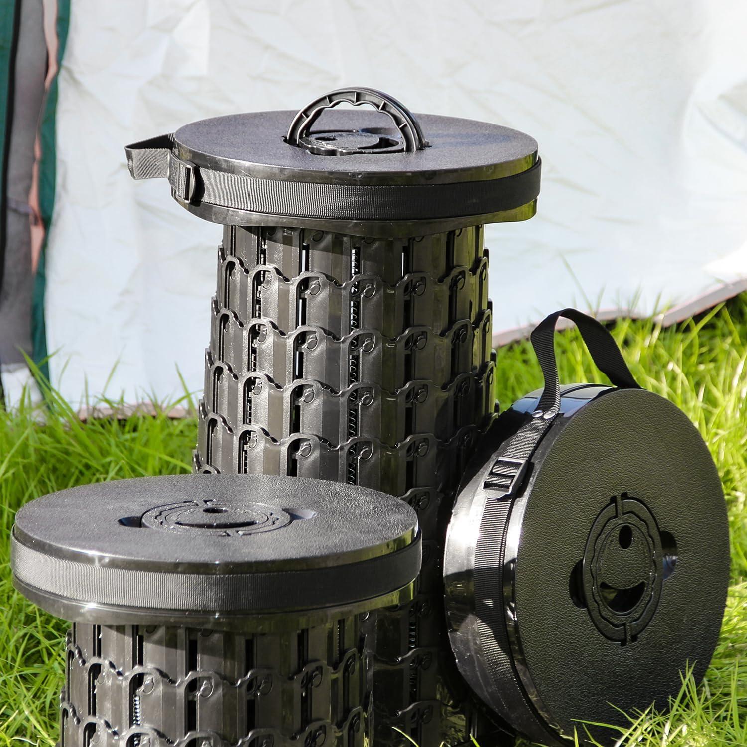 Taburete Plegable ALEVMOOM 2024 Negro Ajustable 50cm 1000lbs