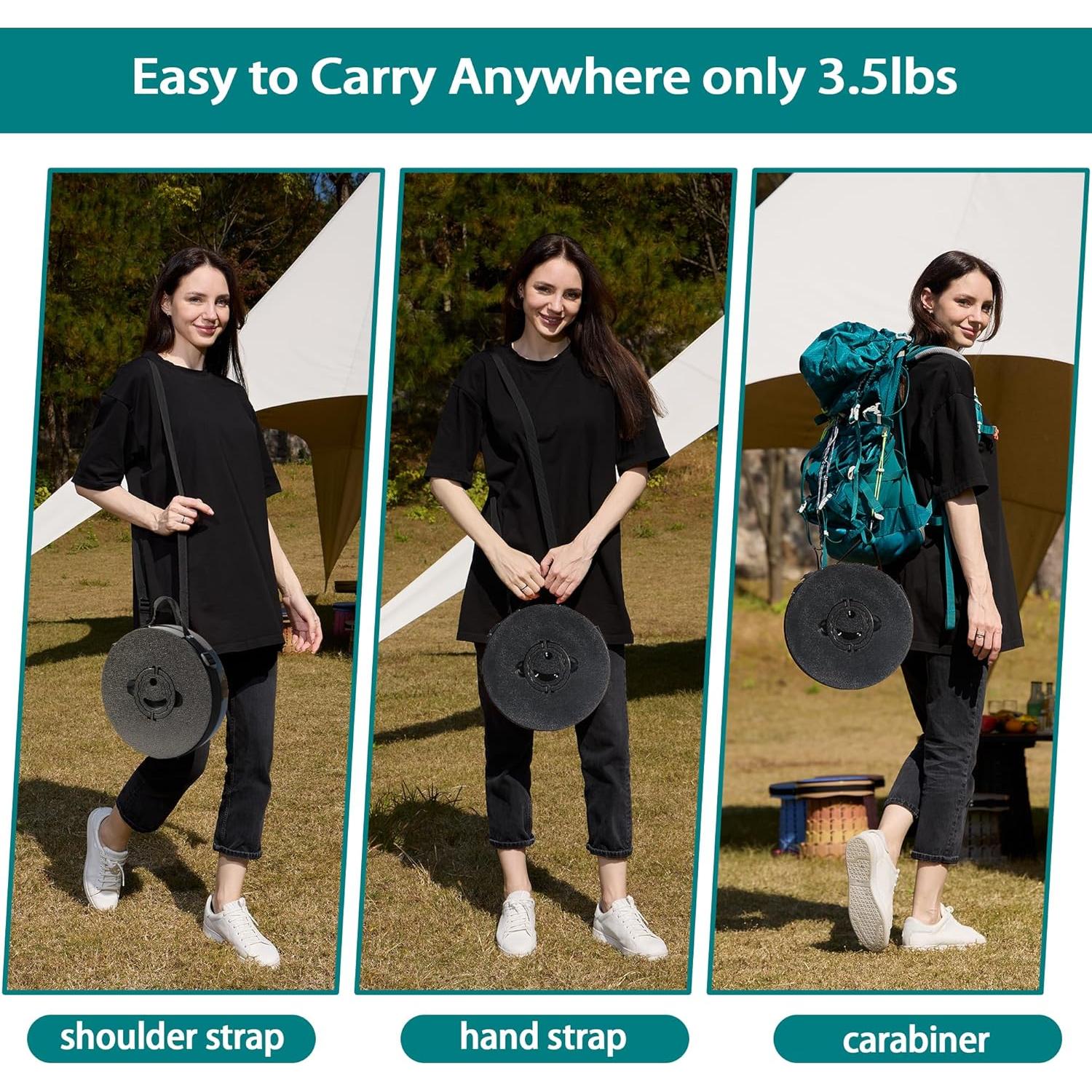 Taburete Plegable ALEVMOOM 2024 Negro Ajustable 50cm 1000lbs