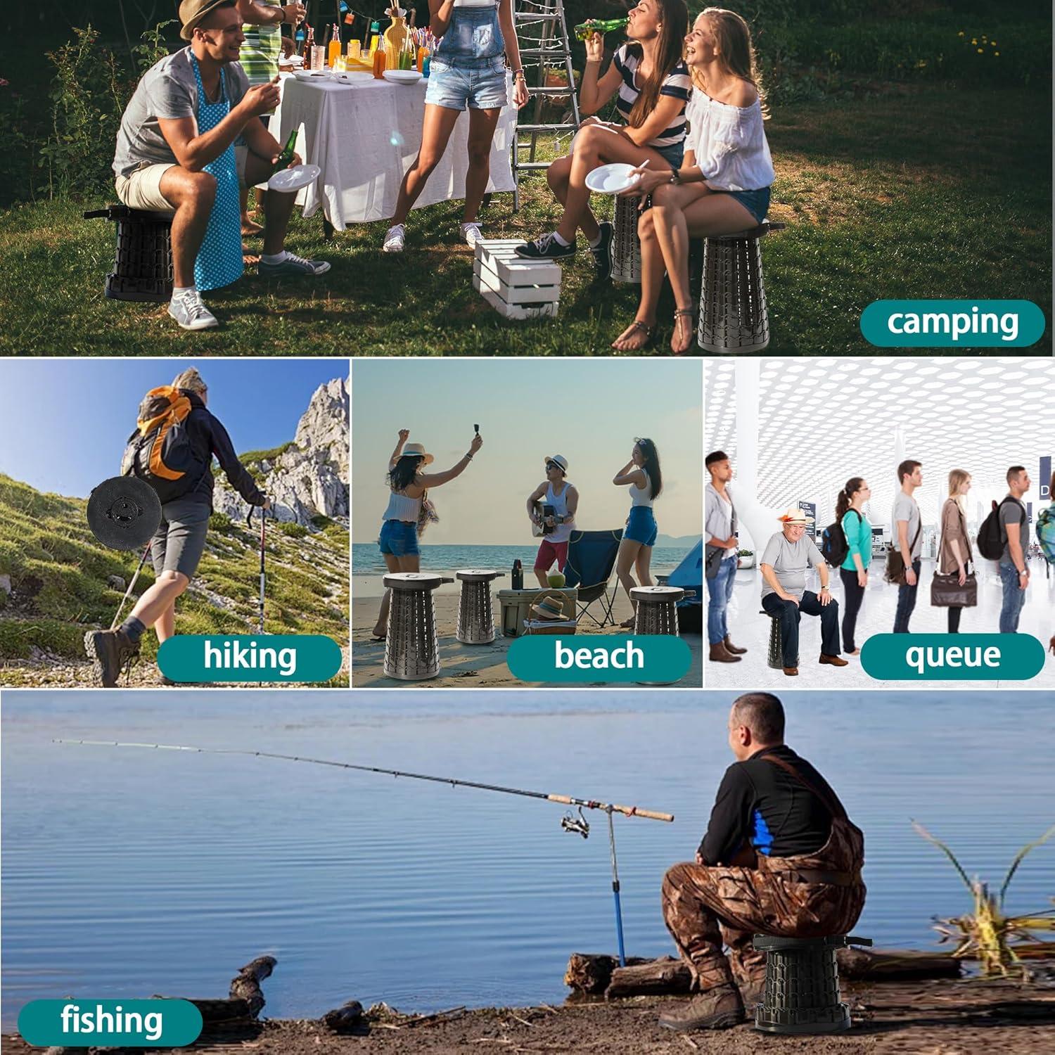 Taburete Plegable ALEVMOOM 2024 Negro Ajustable 50cm 1000lbs