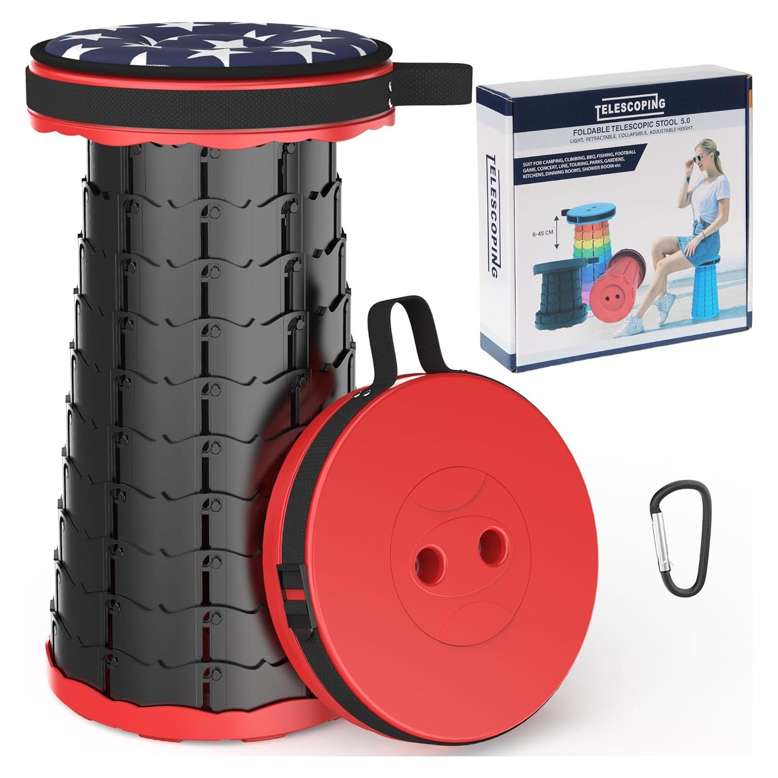 Taburete Telescópico Plegable ALEVMOOM Rojo 200kg Ajustable