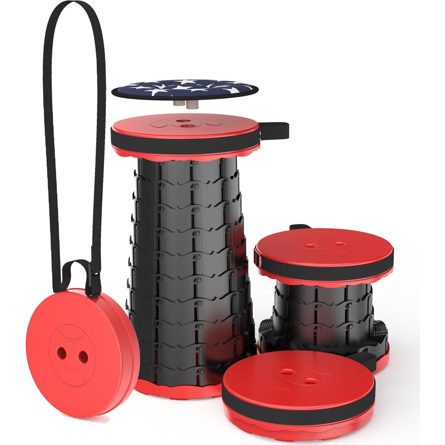 Taburete Telescópico Plegable ALEVMOOM Rojo 200kg Ajustable