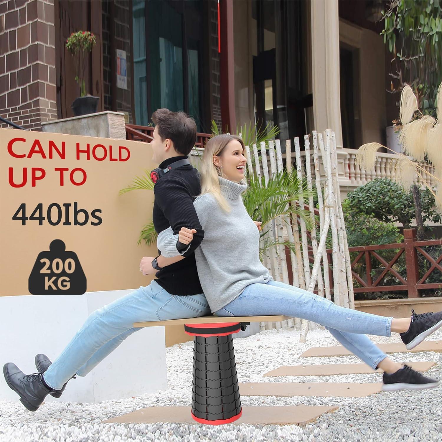 Taburete Telescópico Plegable ALEVMOOM Rojo 200kg Ajustable