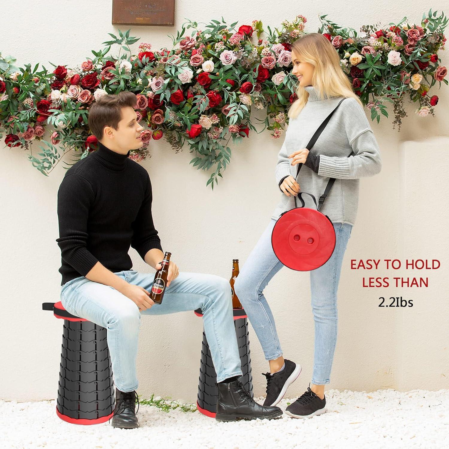 Taburete Telescópico Plegable ALEVMOOM Rojo 200kg Ajustable