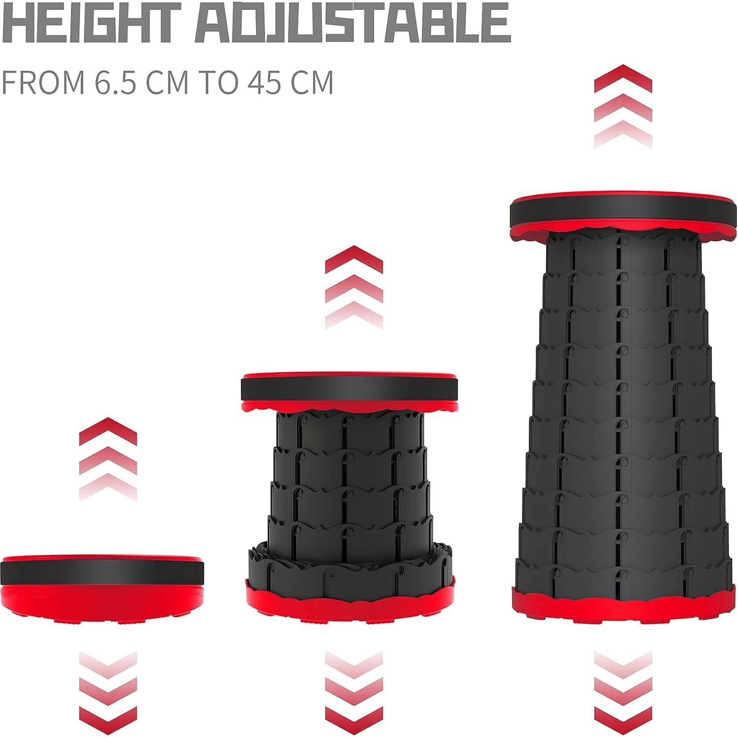 Taburete Telescópico Plegable ALEVMOOM Rojo 200kg Ajustable