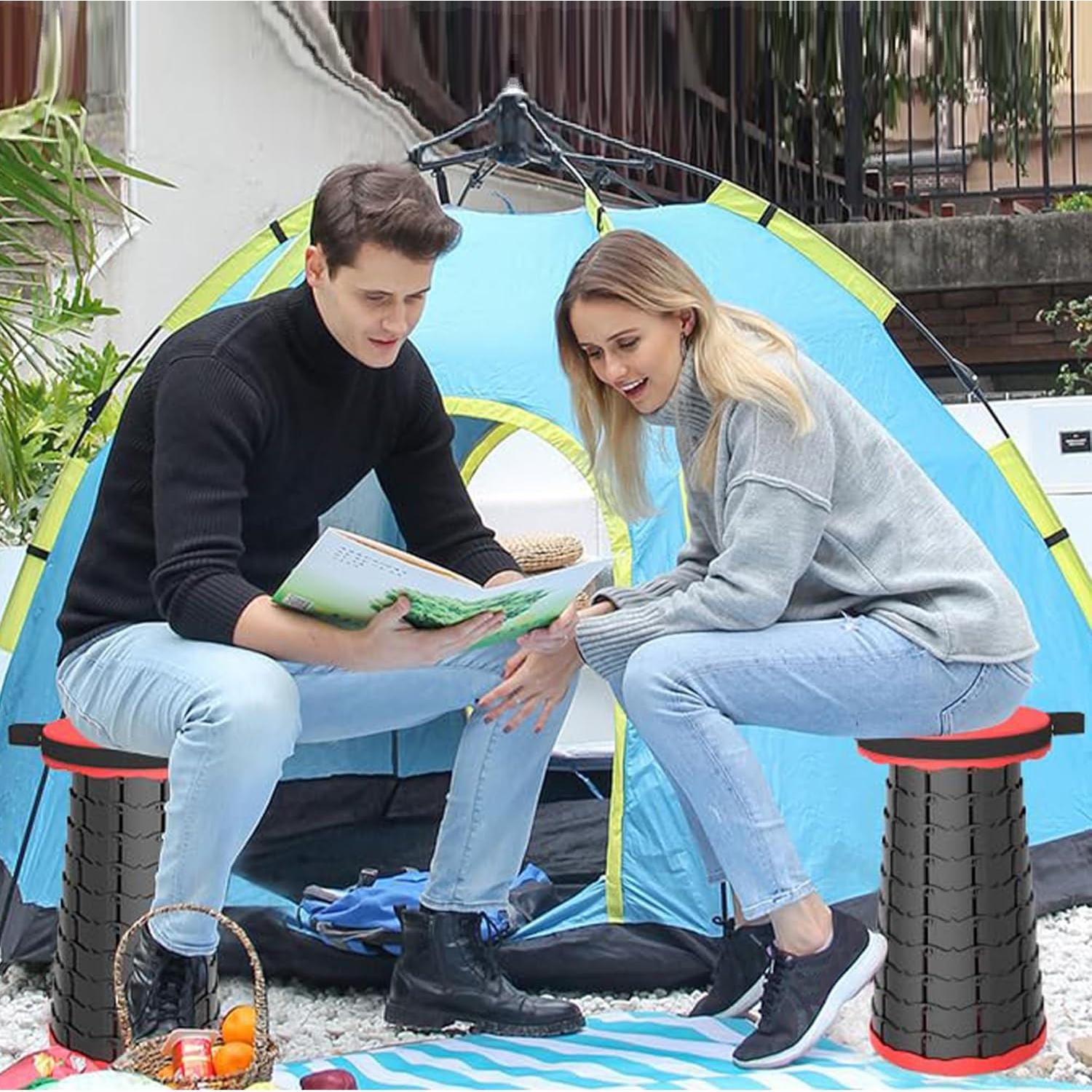 Taburete Telescópico Plegable ALEVMOOM Rojo 200kg Ajustable