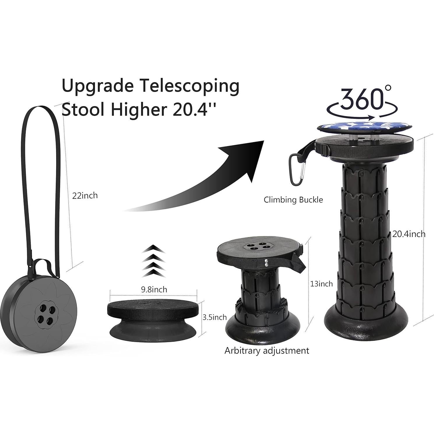 Taburete Plegable ALEVMOOM 2025 con Cojín 51.8 cm 200 kg