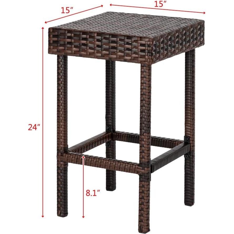 Conjunto de 4 Taburetes de Bar Rpuzonier Wicker 61 cm Patio