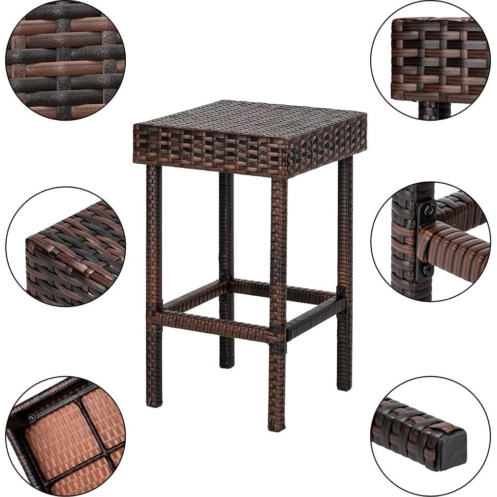 Conjunto de 4 Taburetes de Bar Rpuzonier Wicker 61 cm Patio