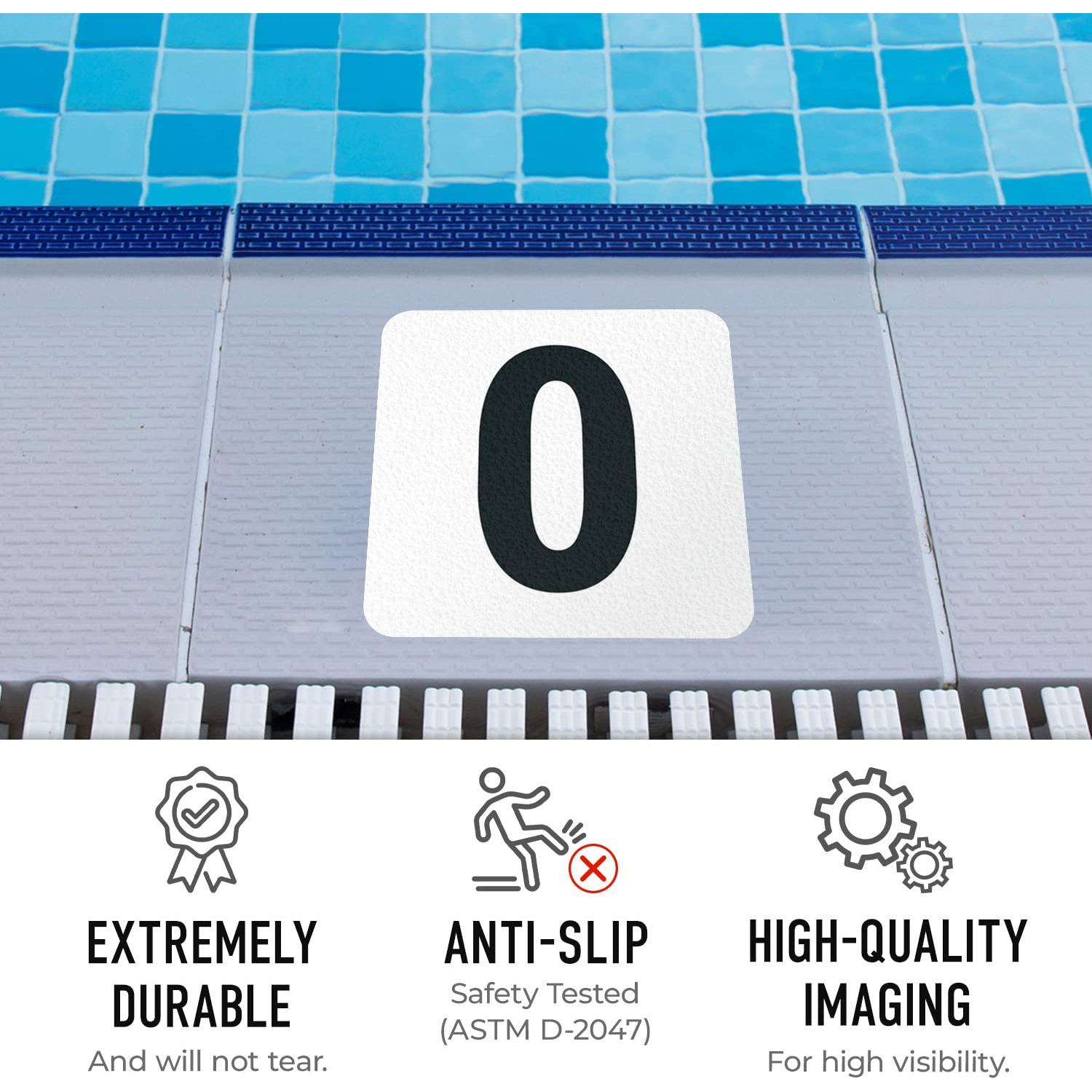 Marcador de Profundidad para Piscina Sigo Signs 15.24x15.24 cm Antideslizante