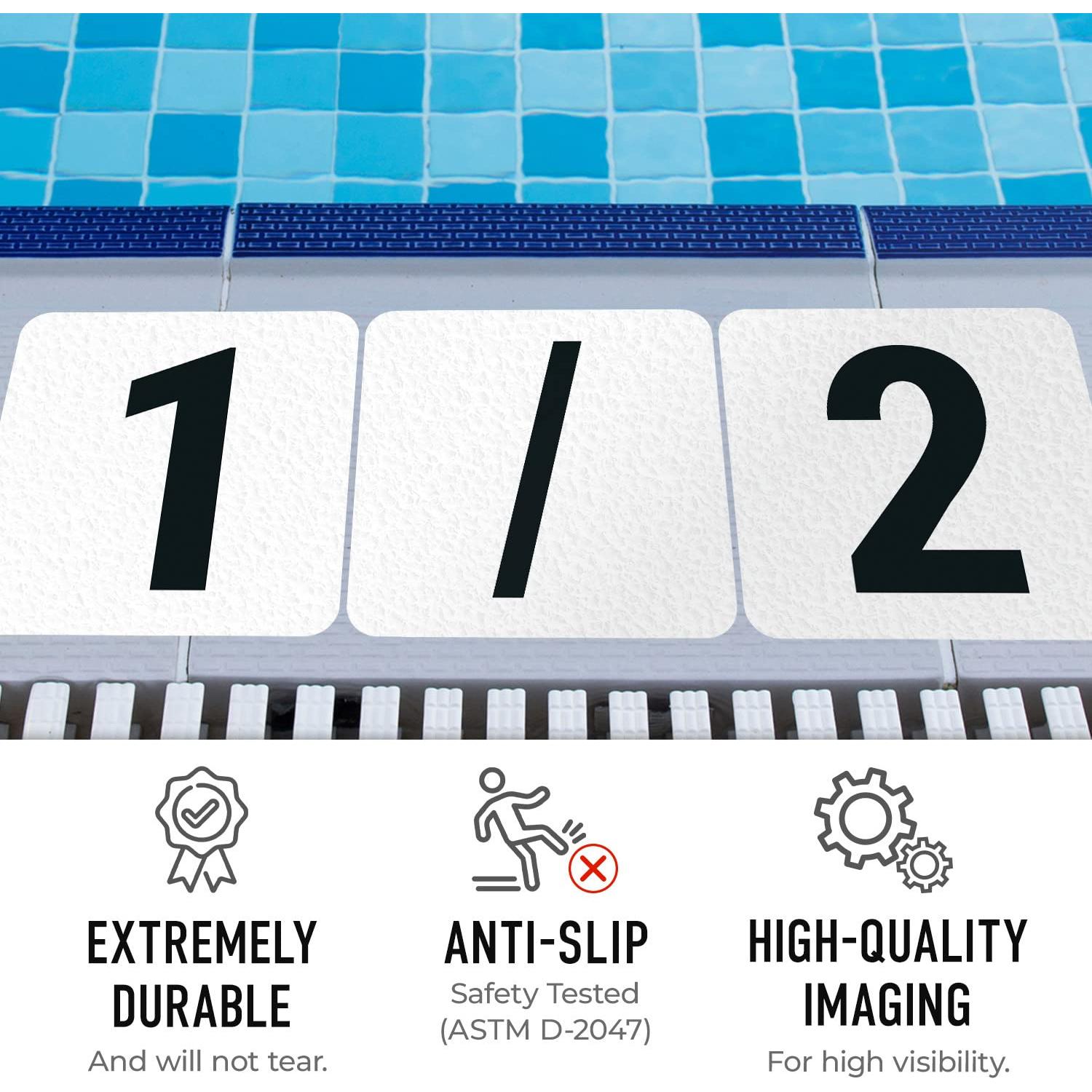 Marcador de Profundidad de Piscina Sigo Signs 15x15 cm Antideslizante