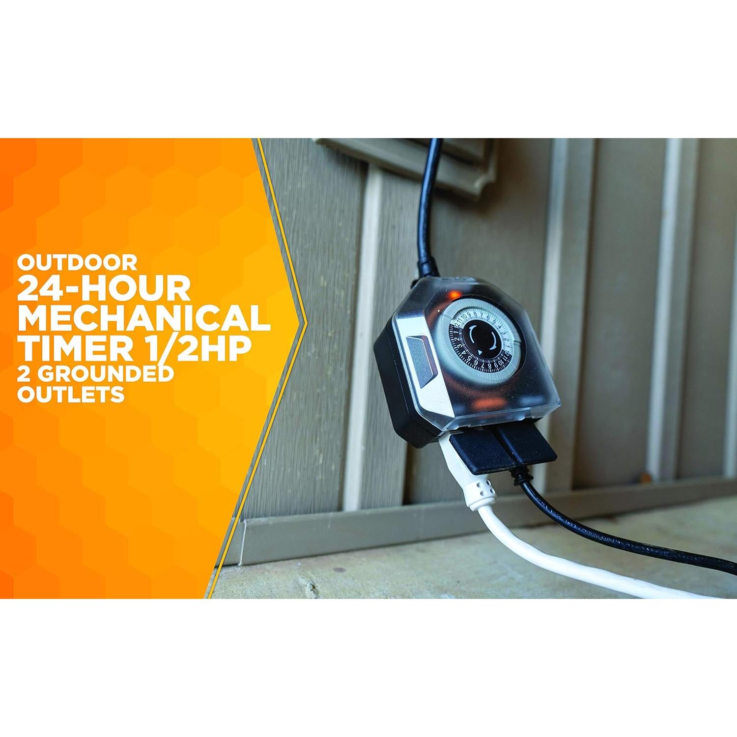 Temporizador Mecánico Exterior Woods 50123WD 2 Salidas 125V