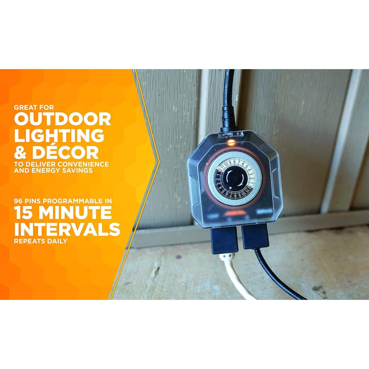 Temporizador Mecánico Exterior Woods 50123WD 2 Salidas 125V