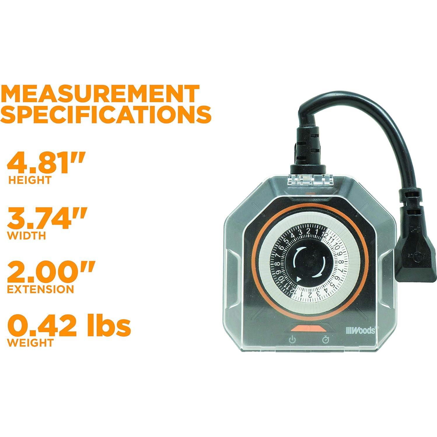 Temporizador Mecánico Exterior Woods 50123WD 2 Salidas 125V