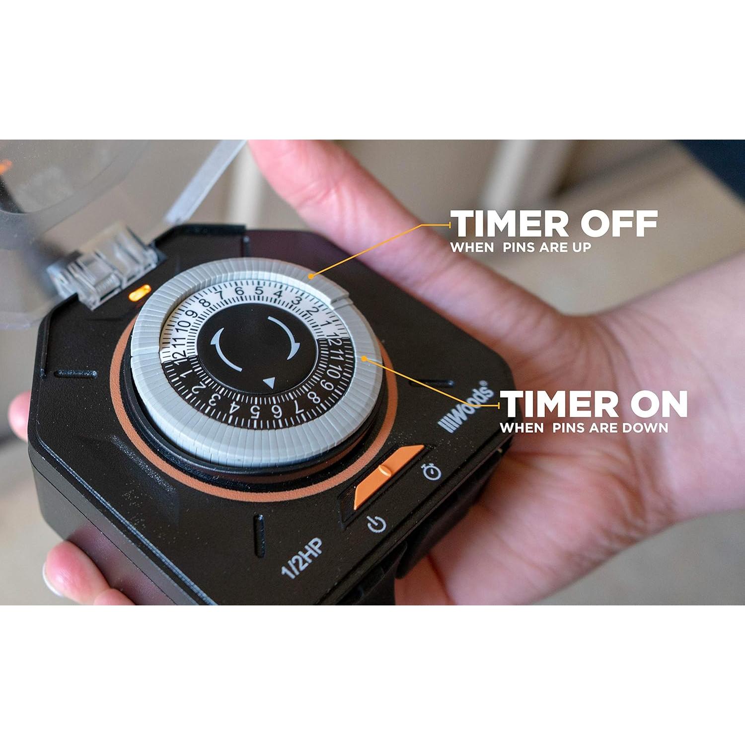 Temporizador Mecánico Exterior Woods 50123WD 2 Salidas 125V