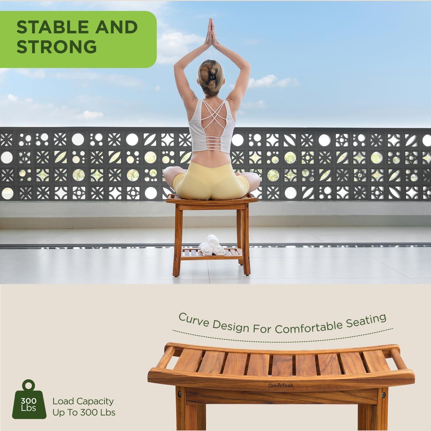 Banco de Ducha de Teak GREENTEAK 22" (55.88 cm) Antideslizante