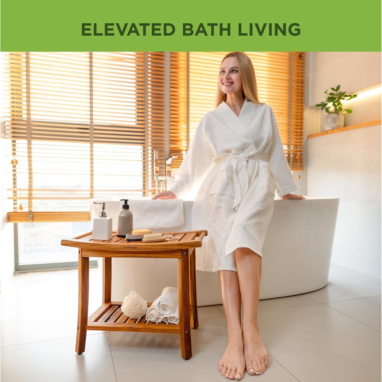 Banco de Ducha de Teak GREENTEAK 22" (55.88 cm) Antideslizante