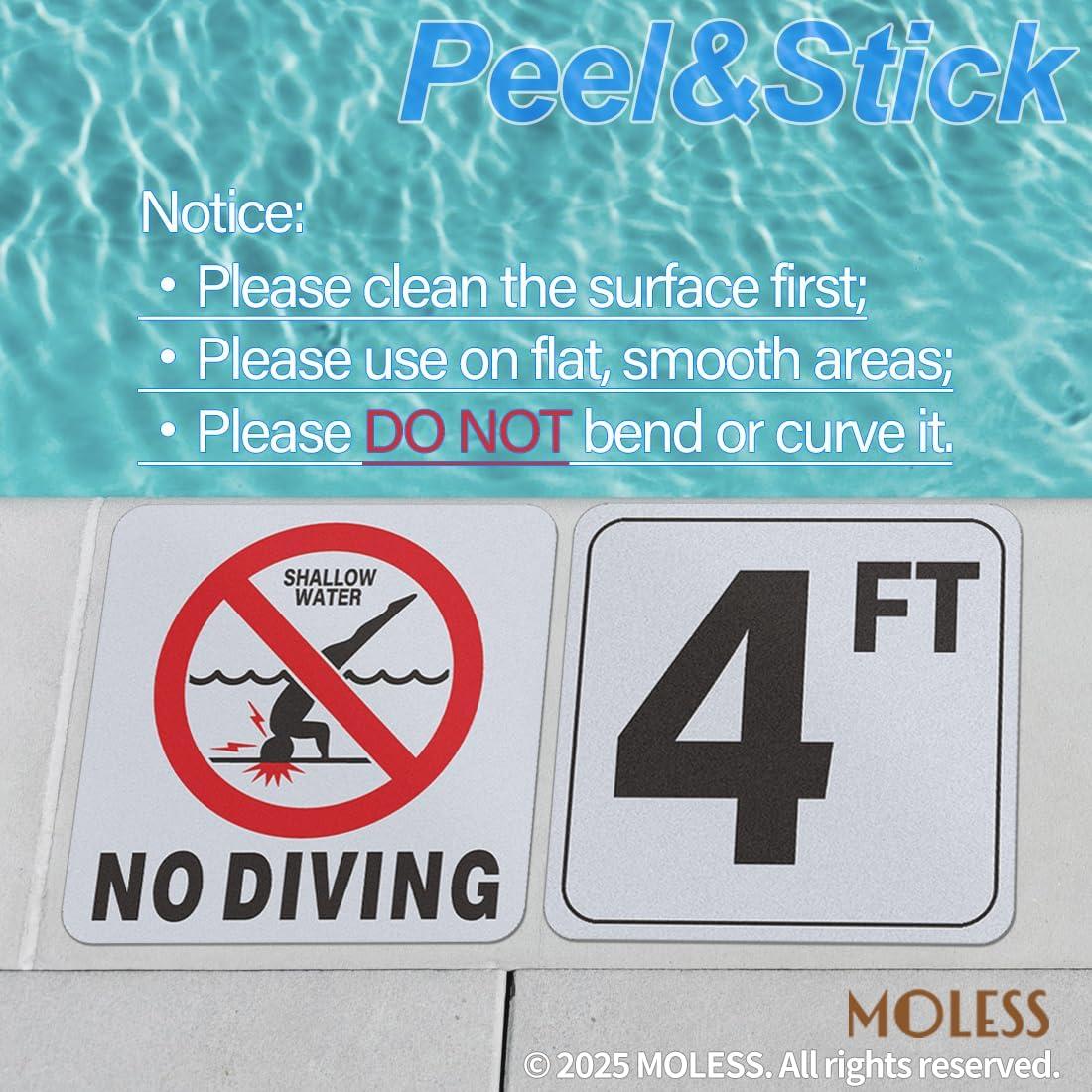 Calcomanías de Seguridad para Piscina NO DIVING MOLESS 15.24 cm