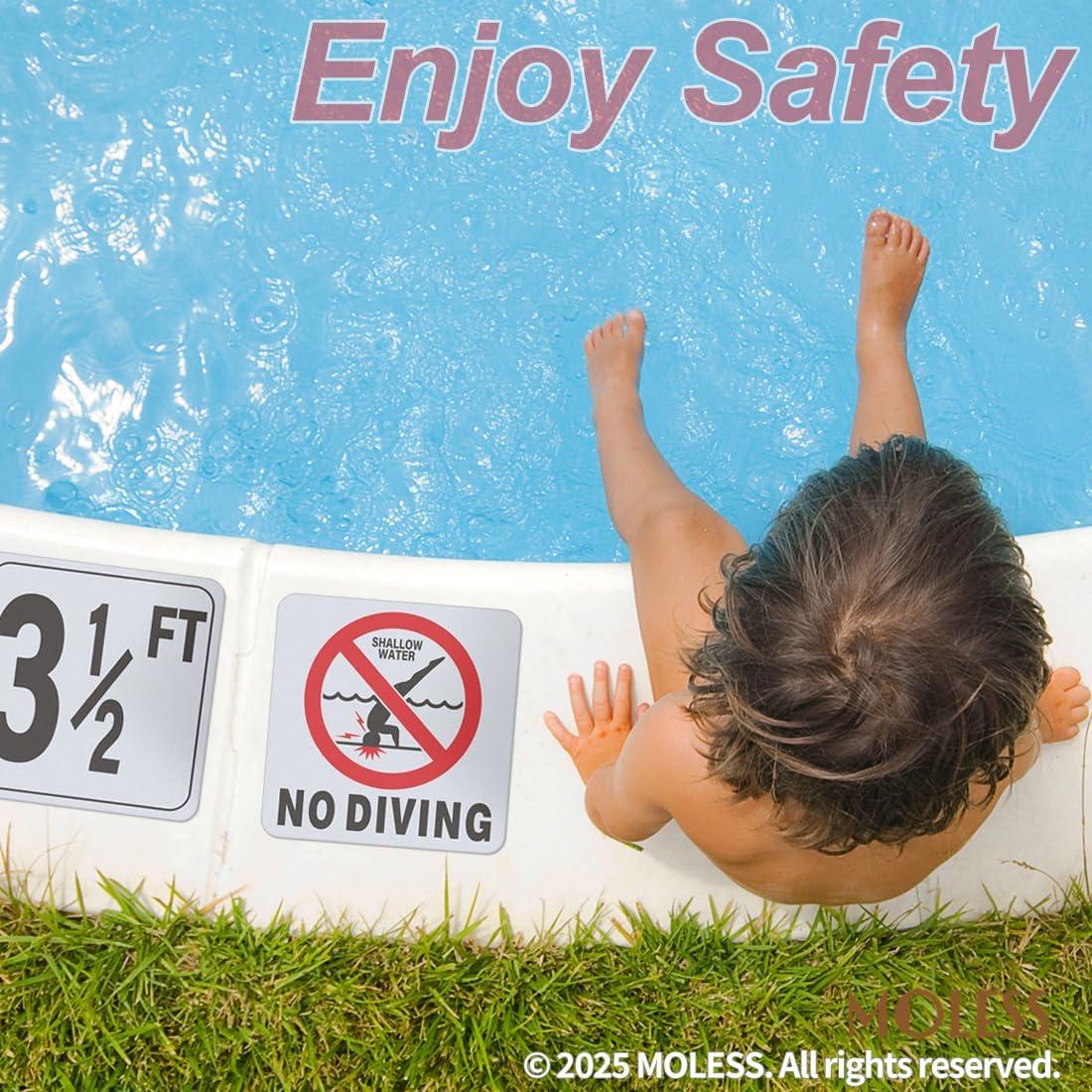 Calcomanías de Seguridad para Piscina NO DIVING MOLESS 15.24 cm