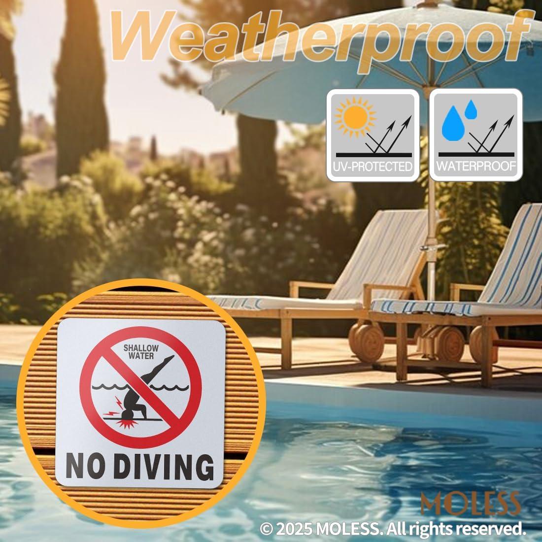 Calcomanías de Seguridad para Piscina NO DIVING MOLESS 15.24 cm