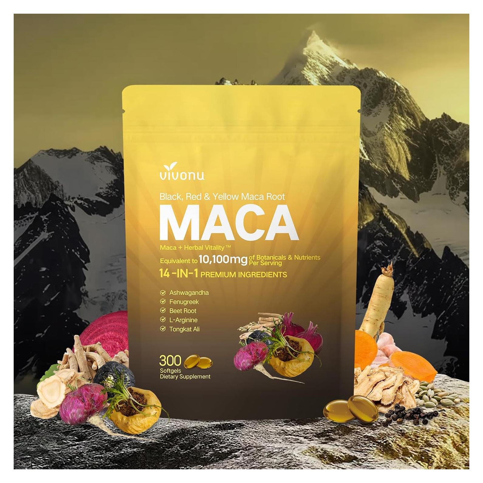 Cápsulas de Raíz de Maca VivoNu 300 Gelatinas 10100mg 100 Días