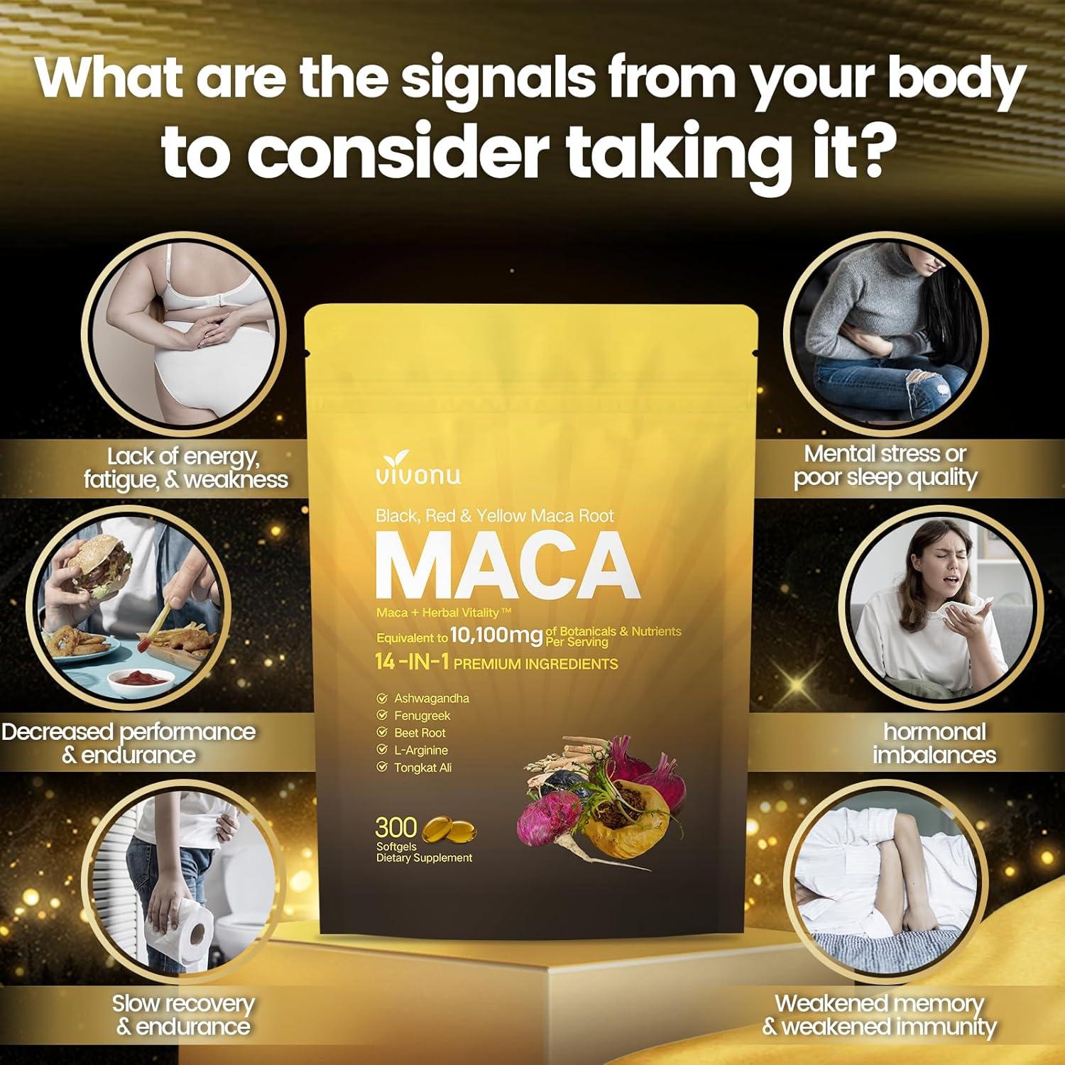 Cápsulas de Raíz de Maca VivoNu 300 Gelatinas 10100mg 100 Días