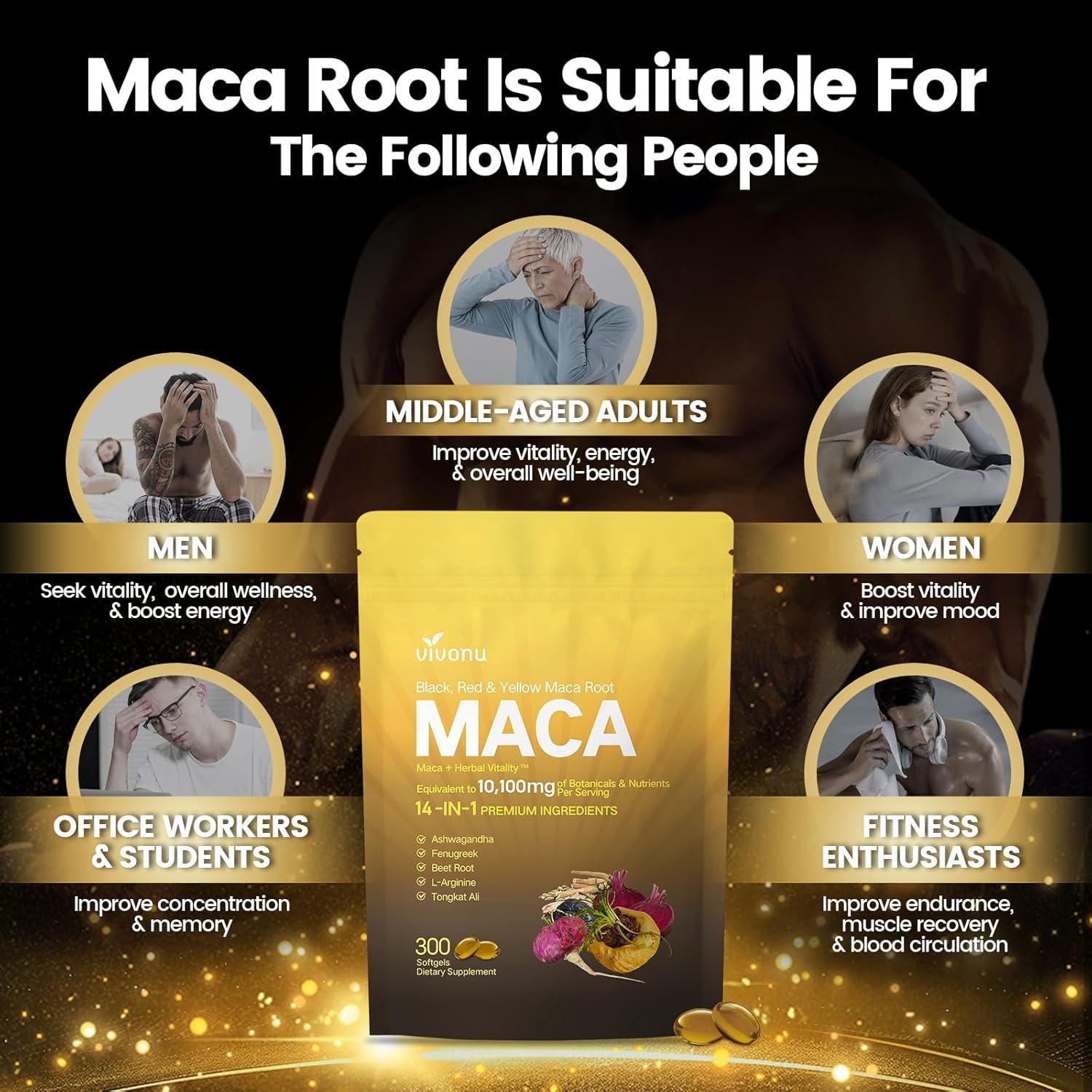 Cápsulas de Raíz de Maca VivoNu 300 Gelatinas 10100mg 100 Días