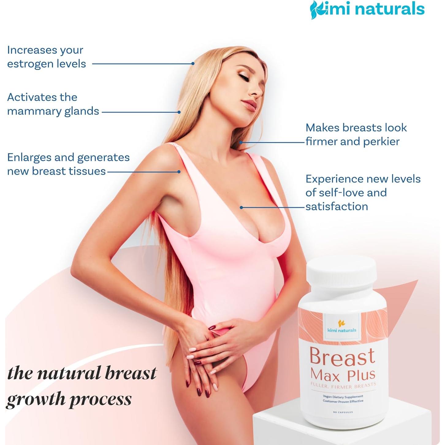 KIMI Naturals Breast Max Plus - Suplemento Aumento Senos 5 Meses