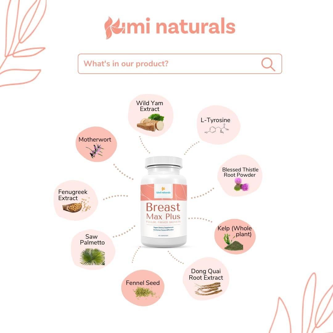 KIMI Naturals Breast Max Plus - Suplemento Aumento Senos 5 Meses