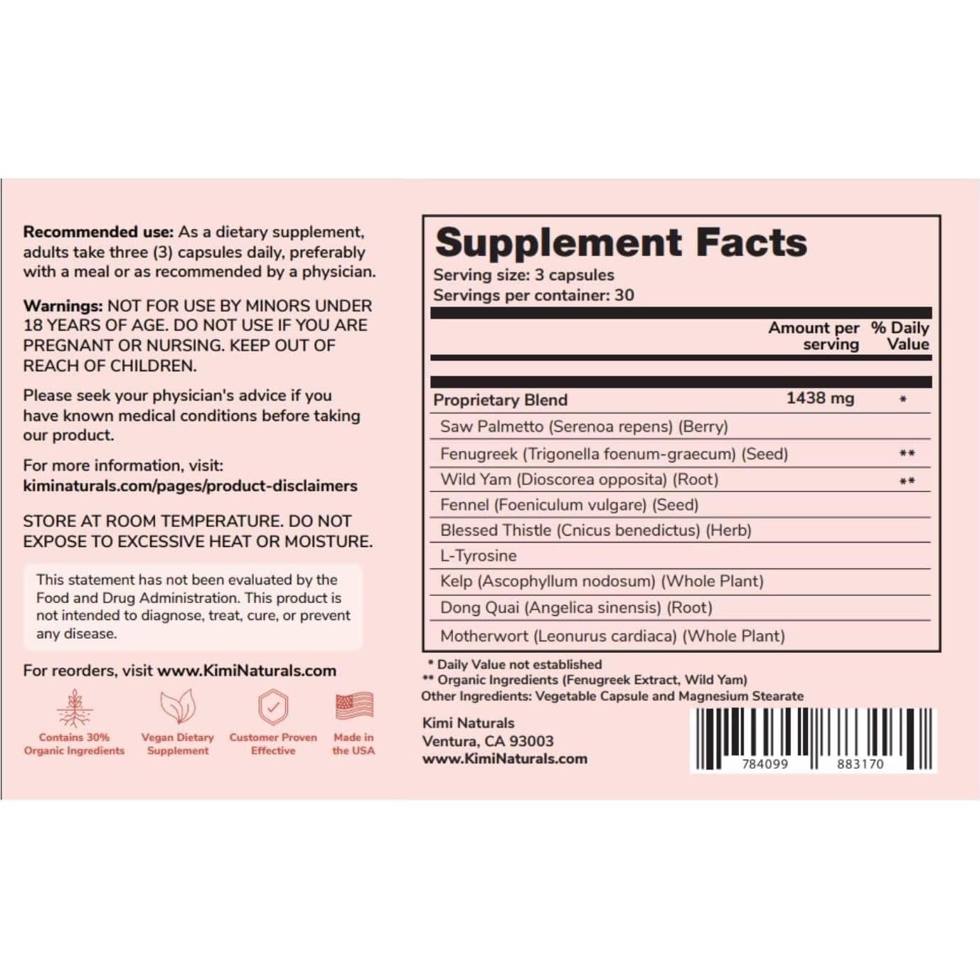 KIMI Naturals Breast Max Plus - Suplemento Aumento Senos 5 Meses