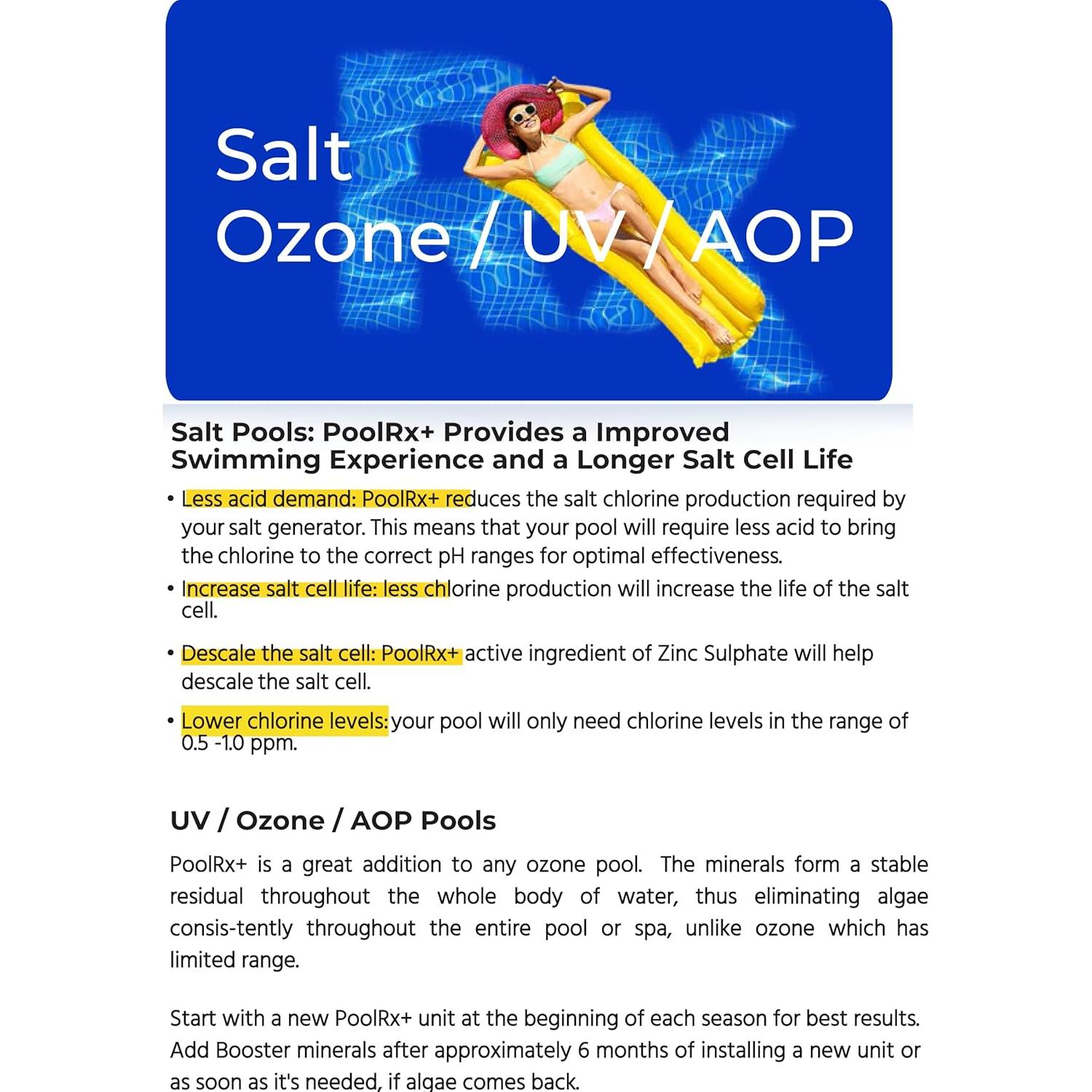 Algaecida Mineral PoolRx+ 99.58g, Control de Algas 6 Meses