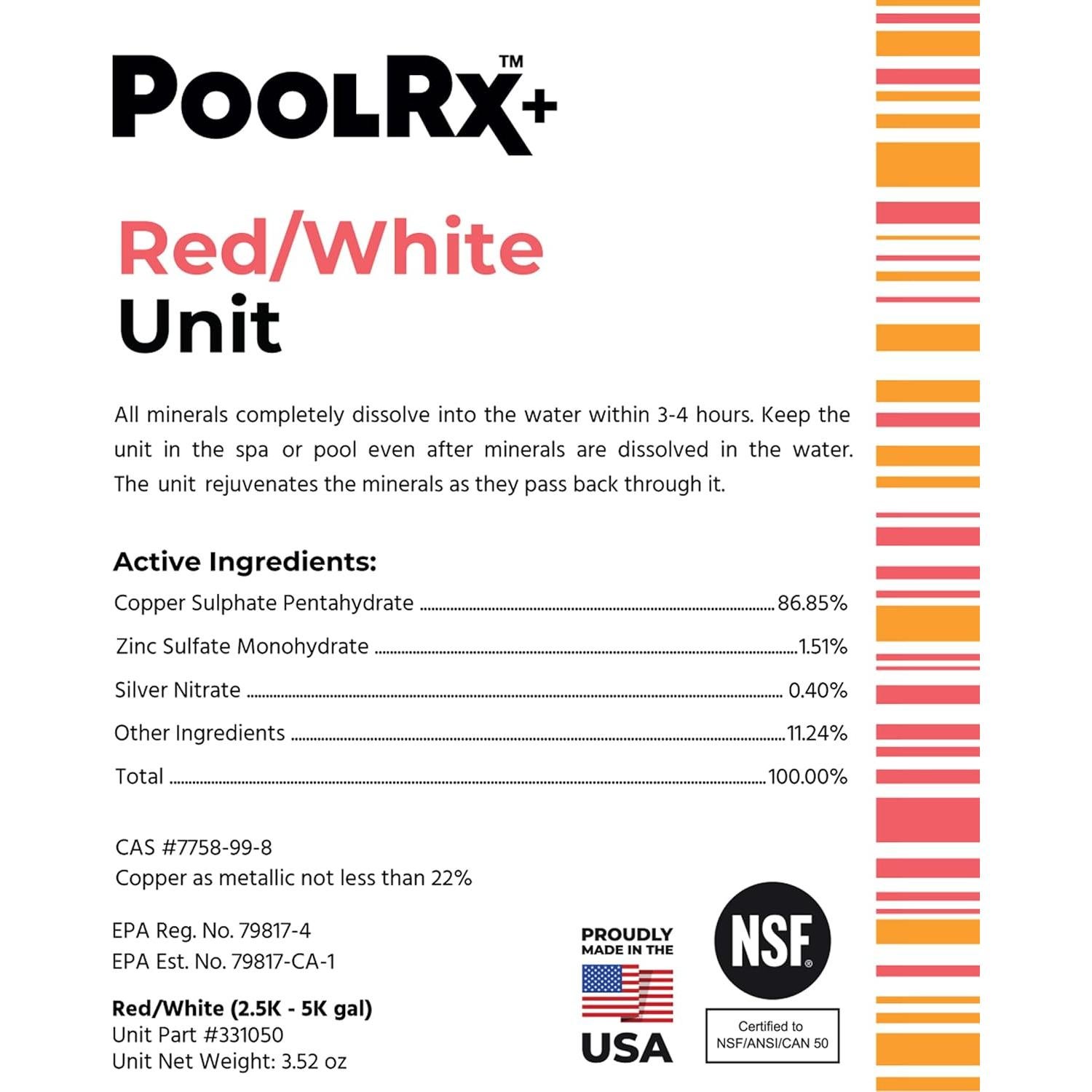 Algaecida Mineral PoolRx+ 99.58g, Control de Algas 6 Meses