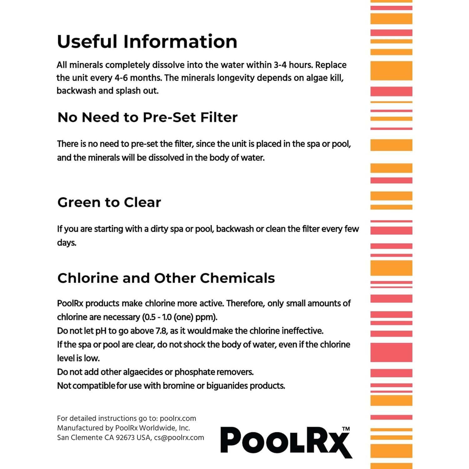 Algaecida Mineral PoolRx+ 99.58g, Control de Algas 6 Meses