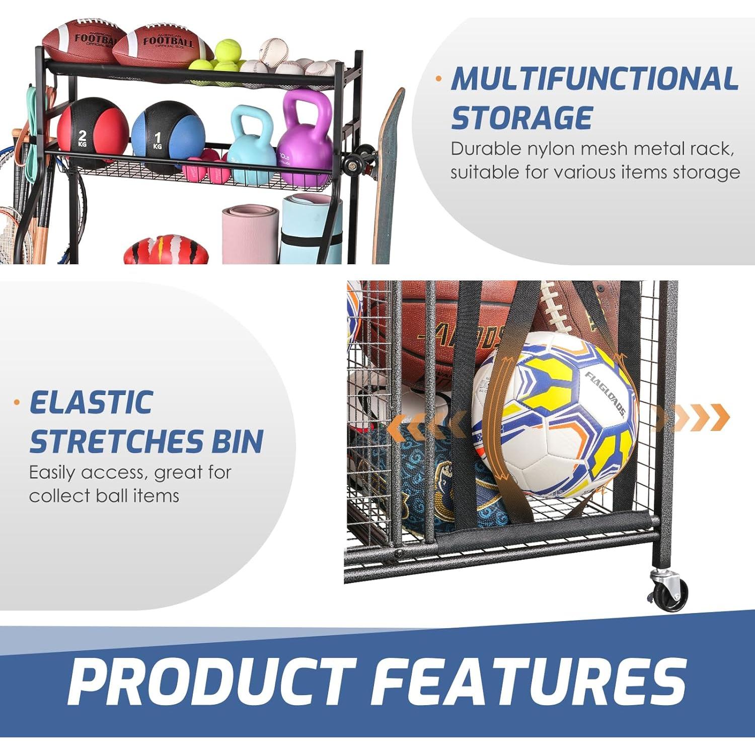 Estante Organizador Deportivo PLKOW - Almacenamiento Garaje Negro