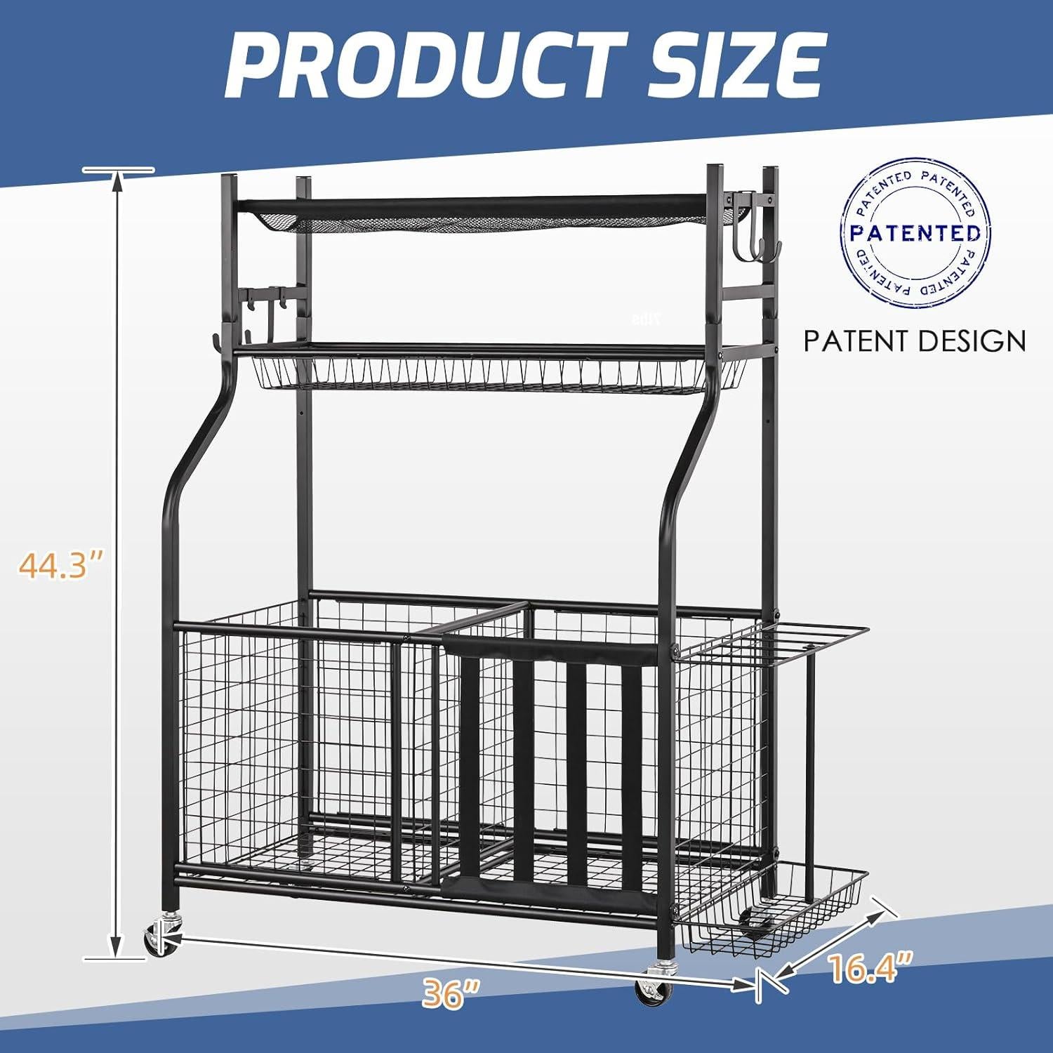 Estante Organizador Deportivo PLKOW - Almacenamiento Garaje Negro