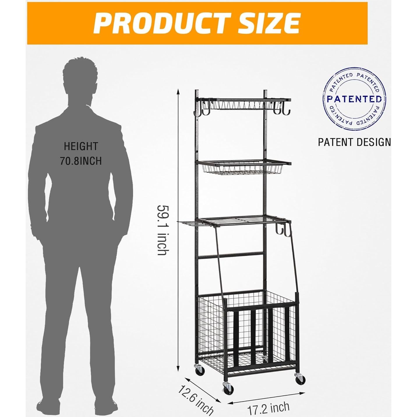Estante de Almacenamiento Deportivo PLKOW 4 Niveles Negro