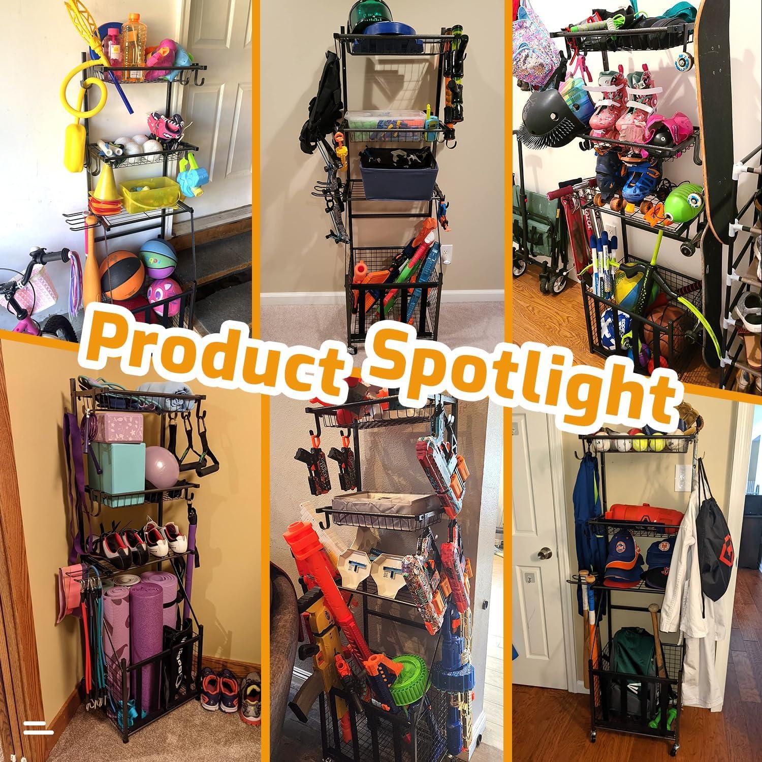 Estante de Almacenamiento Deportivo PLKOW 4 Niveles Negro