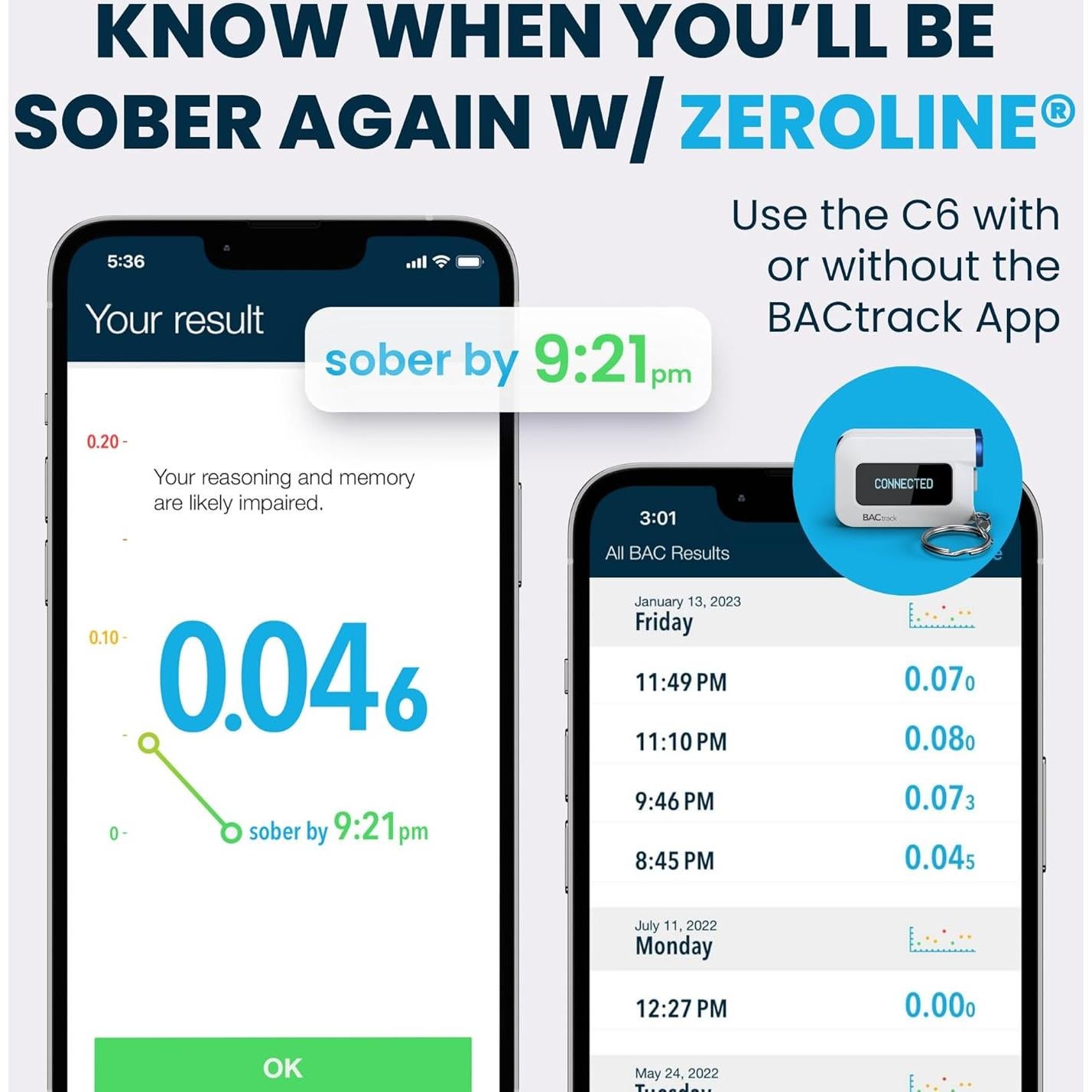 Alcoholímetro BACtrack C6 | Precisión Profesional | Conectividad Inalámbrica