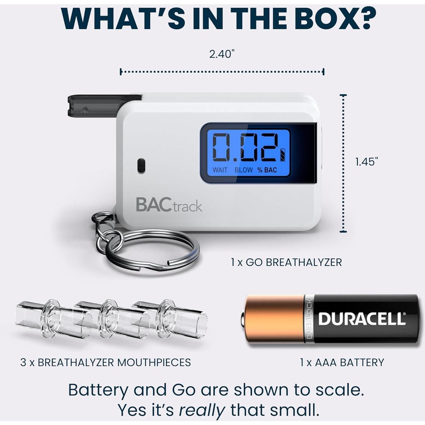 Alcoholímetro BACtrack Go Blanco Ultra-Portátil 1 Batería AAA
