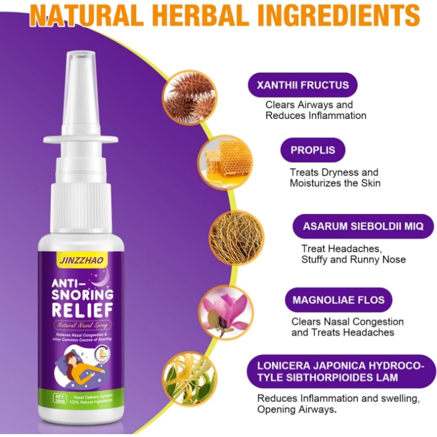 Spray Antisnoring JINZZHAO 30ml - Solución Natural para Ronquidos
