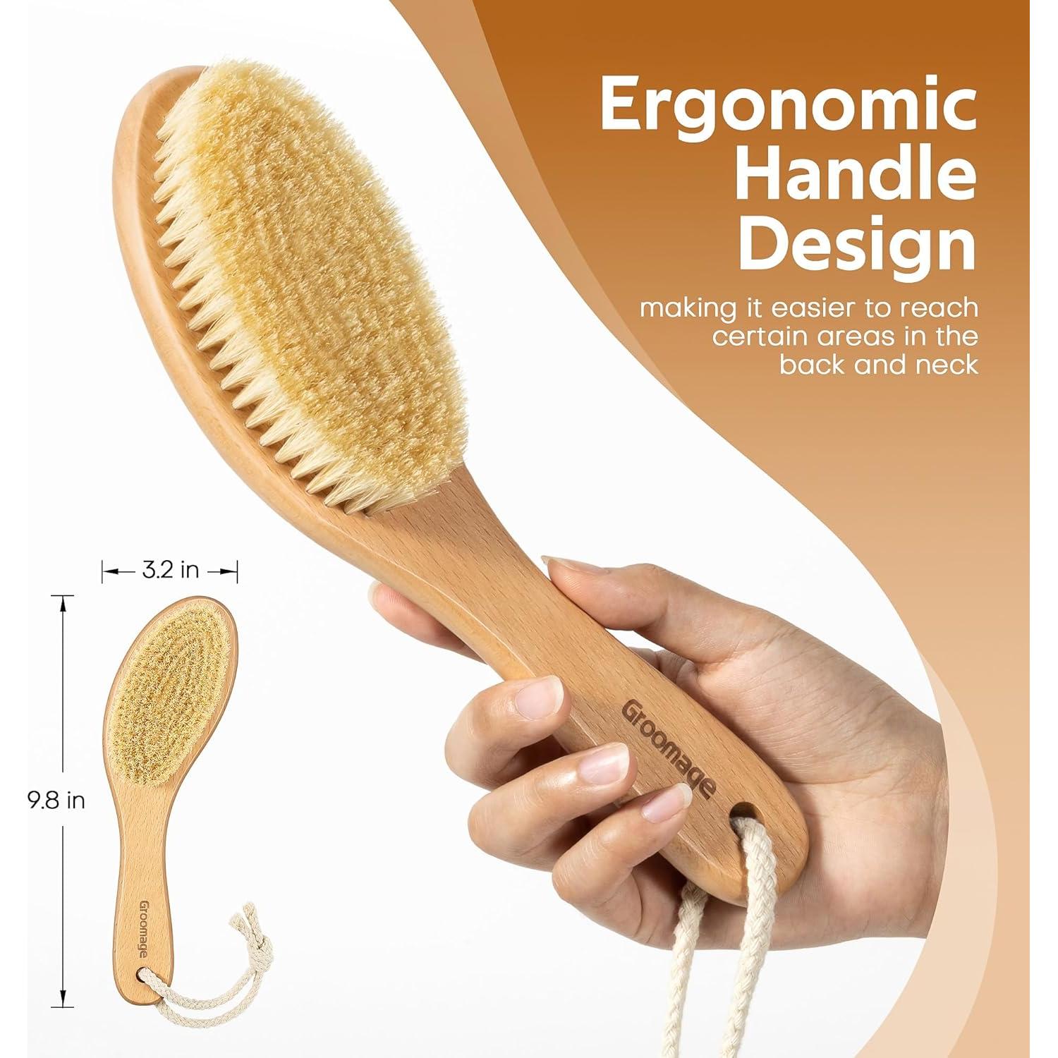 Cepillo Seco Exfoliante Groomage de Cerda Natural 26cm