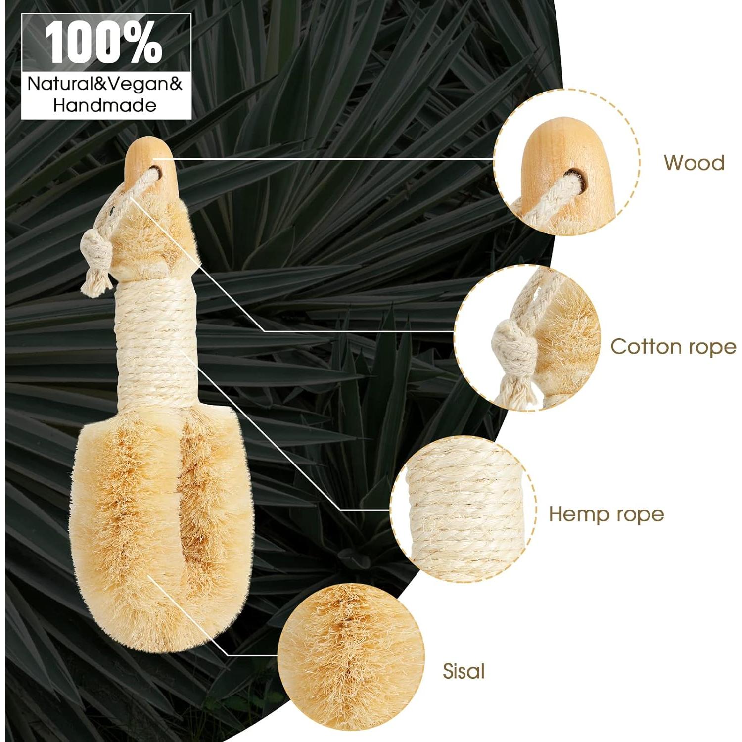 Cepillo Corporal Exfoliante Wokelai de Sisal Natural 24.3cm