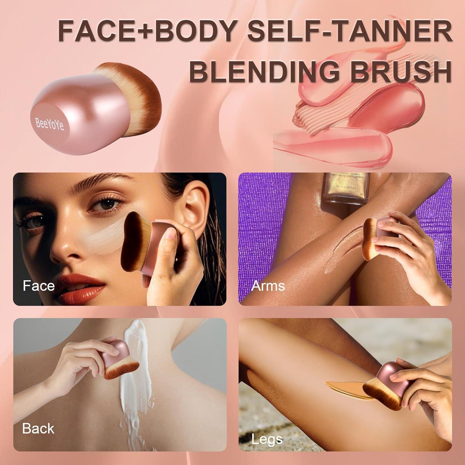Brocha de Maquillaje Corporal BeeYoYe 75mm Rosa para Autobronceador