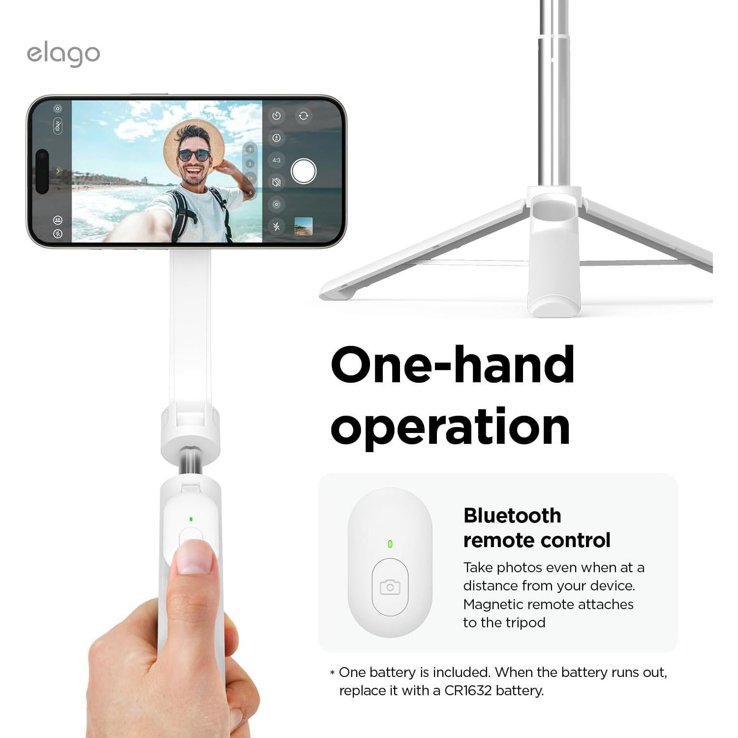 Palo de Selfie Magnético elago EMSSTICK-WH Blanco, Extensible 30.48 cm