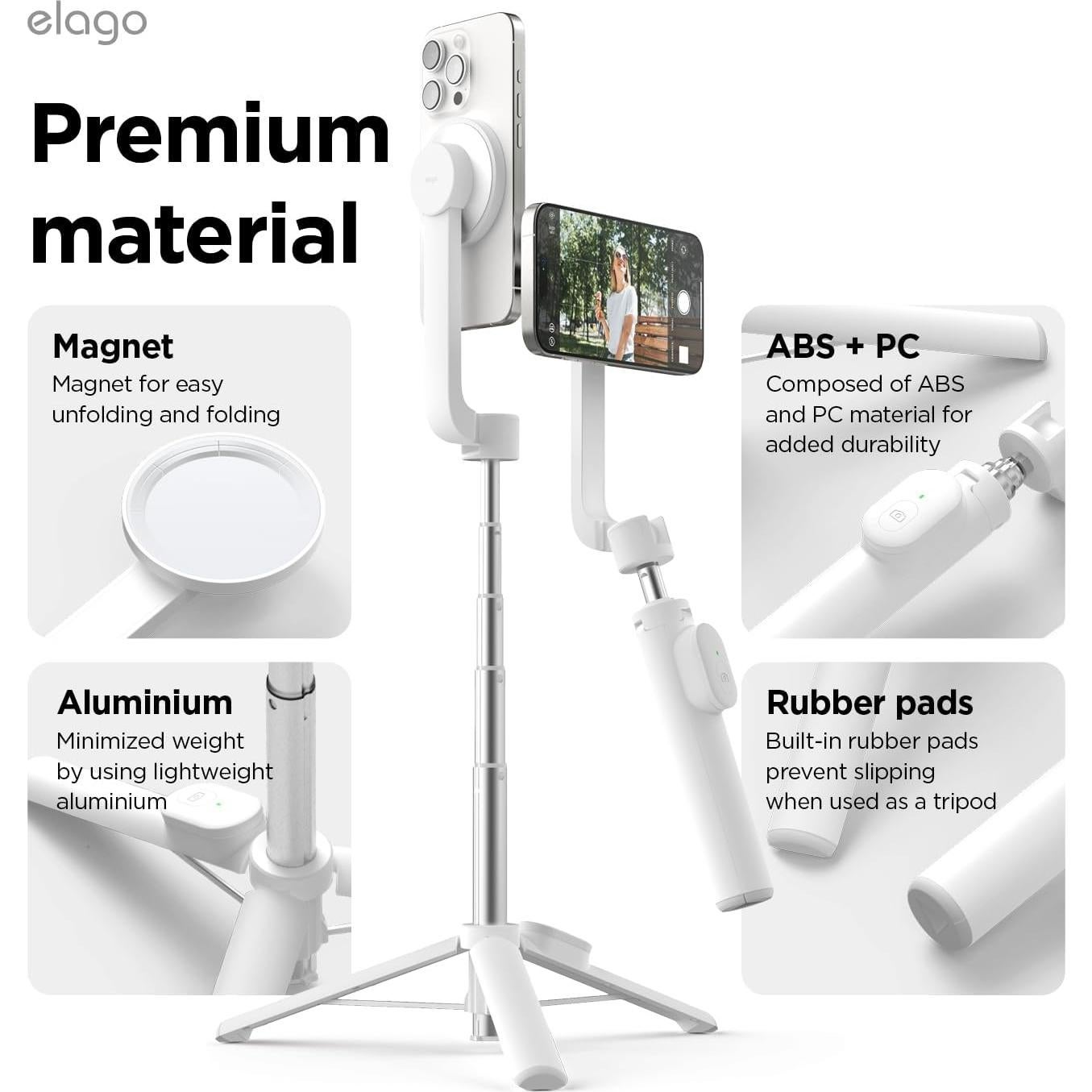 Palo de Selfie Magnético elago EMSSTICK-WH Blanco, Extensible 30.48 cm