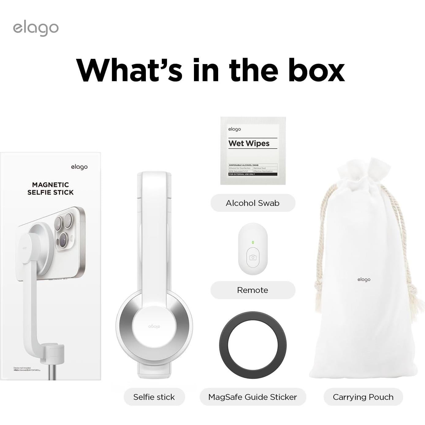 Palo de Selfie Magnético elago EMSSTICK-WH Blanco, Extensible 30.48 cm